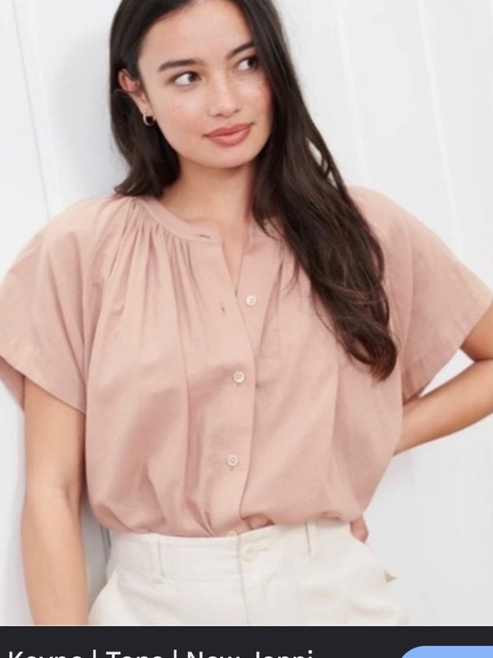 JENNI KAYNE Light Blush Button-Up Linen Top medium
